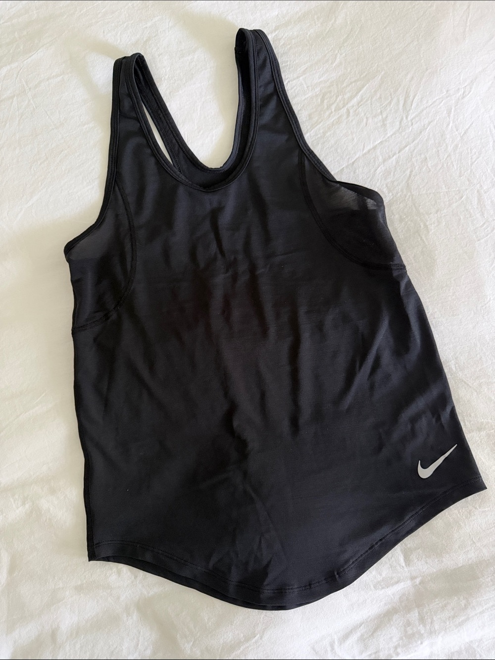 Nike Black Racerback Performance Tank with Silver Swoosh